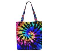 ENGhjes Tie Dye Polyester Canvas Tote Bag Reusable Soft Grocery Cloth Bag Shoulder Bag For Beach Travel Shopping