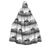 ENGhjes Tractor Agriculture Tranquil Printing Cosplay Hooded Cloak Adult Halloween 57.8 Inches Long Theme Parties
