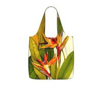 ENGhjes Tropical Bird of Paradise Printed Lightweight Foldable Tote Bag, Reusable Shopping Bag 25L for Daily Commute and Travel