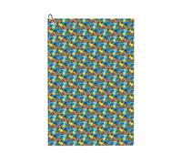 ENGhjes Tropical Ocean Sea Fish Printing Golf Towel 24" X 16" With Carabiner Clip Towel Gift The Convenient Cleaning