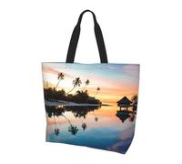ENGhjes Tropical Sunset Printed Women'S Shoulder Bag, Casual Tote Bag For Women Reusable Handbag For Work Gym Shopping