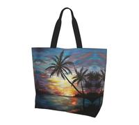 ENGhjes Tropical Sunset Printed Women'S Shoulder Bag, Casual Tote Bag For Women Reusable Handbag For Work Gym Shopping