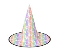 ENGhjes Unicorns On Colorful Stripes Printing Halloween Hat Soft Oxford Cloth For Carnivals Foldable Space Saving Design
