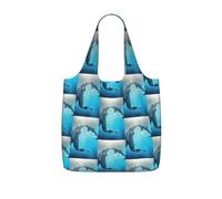 ENGhjes winter the dolphin Printed Lightweight Foldable Tote Bag, Reusable Shopping Bag 25L for Daily Commute and Travel
