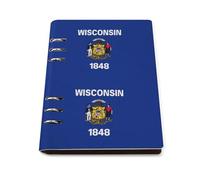 ENGhjes Wisconsin State Flag A5 Notebook Refillable Writing Journal, Lays Flat 180° for Meeting Notes, Daily Planner