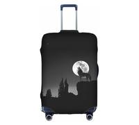 ENGhjes Wolf Night Moon Printing Large Luggage Cover, Protective Washable Suitcase Cover with Concealed Zipper Fits 18 to 32 Inch