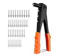 ENGINDOT Rivet Gun, Heavy Duty Hand Riveter with 40-pcs Metal Rivets (3/32", 1/8", 5/32", 3/16"), 4 Tool-Free Rivet Heads, Durable Pop Rivet Gun for Plastic, Metal, Leather, Wood