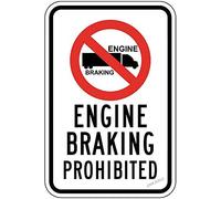 Engine Braking Prohibited Warning Caution Notice Fade Resistant Metal Tin Sign Yard Workplace Outdoor & Indoor Safety Signs 8"x12"