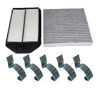 Engine & Cabin Air Filter With 5 Pack Air Cleaner Box Intake Clips Fit for 2007-2009 Honda CR-V L4 2.4L, Replace 17220-RZA-000 80292-SDA-A01 17220RZA000 80292SDAA01