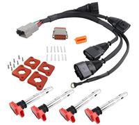 Engine Coil Pack Compatible With A4 B5 1.8T Turbo 1997-2001 1.8T To 2.0T FSI R8 Ignition Coil Packs + Conversion Harness Kit(Red)