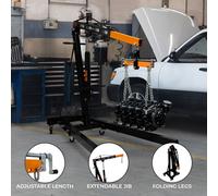 Engine Crane 2 Tonne & Load Leveller Hydraulic Handle Folding Hoist Lift Jack