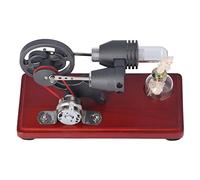 Engine Generator Model Set with Bottle Cover Heating Glass Tube Lamp Bead Physical Model for Classroom and Home Education Gray Zinc Alloy Stainless Steel Glass Origin Wood