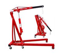 Engine Hoist,2 Ton 4400 Lb Folding Hydraulic Engine Crane with Telescopic Boom & 6 Swivel Casters, Heavy-Duty Mobile Cherry Picker for Automotive Repair, Red