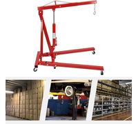 Engine Hoist Hydraulic Crane, Heavy Duty 2 Ton Steel Folding Lift with 6 Casters for Workshop and Garage Use