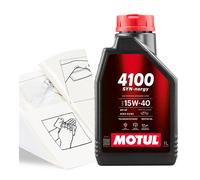 Engine Oil Motul 4100 SYN-nergy 15w-40 Engine Oil 1 LITRE 1L plus Top-up Kit