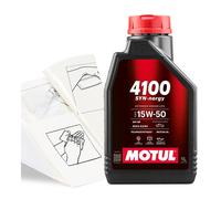 Engine Oil Motul 4100 SYN-nergy 15w50 Semi-Synth Oil 1 LITRE 1L plus Top-up Kit