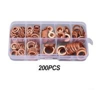 Engine Oil Seals Qwork 200pcs Copper Crush Washer Seal Oring Gasket for Kit