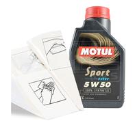 Engine Oil Top Up 1 LITRE Motul 8100 Power 5w-50 1L +Gloves,Wipes,Funnel