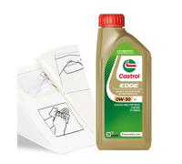 Engine Oil Top Up Castrol EDGE 0w-30 LL 1 LITRE 1L + Gloves Wipes Funnel