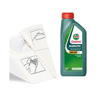 Engine Oil Top Up Castrol Magnatec 5W-40 C3 1 LITRE 1L + Gloves Wipes Funnel