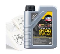 Engine Oil Top Up Liqui Moly Top Tec 4100 5w40 1 LITRE 1L + Gloves Wipes Funnel