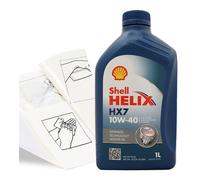 Engine Oil Top Up Shell Helix HX7 10W-40 1 LITRE 1L + Gloves Wipes Funnel