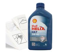 Engine Oil Top Up Shell Helix HX7 5w-40 1 LITRE 1L + Gloves Wipes Funnel