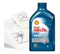 Engine Oil Top Up Shell Helix HX7 ECT 5w-40 C3 1 LITRE 1L + Gloves Wipes Funnel