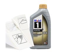 Engine Oil TopUp Mobil 1 FS 0W-40 1 LITRE 1L + Gloves,Wipes,Funnel