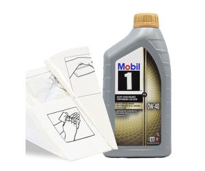 Engine Oil TopUp Mobil 1 FS 0W-40 1 LITRE 1L + Gloves,Wipes,Funnel