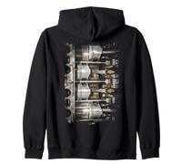Engine Piston Cross-Section Background: Car Racing Drifting Zip Hoodie