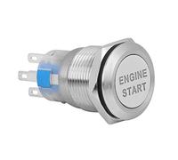 Engine Push Start Button, 12V LED Waterproof Switch, Car Ignition Starter with ON/OFF Function (Silver)