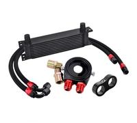 Engine Radiator AN10 Universal 10 Rows Oil Cooler Kit + Filter Sandwich Adapter + Stainless Steel Braided Hose + Line Separator Oil cooler(10ROWS BLACK 6721BK)