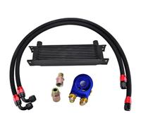 Engine Radiator Universal 10 Rows Oil Cooler Kit + Filter Sandwich Adapter + Nylon Stainless Steel Braided An10 Hose Cooling HaoFa Car Oil Cooler Kit(BLUE 10ROWS)