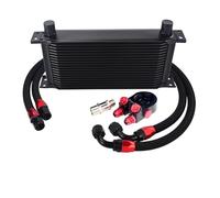 Engine Radiator Universal 19 Rows Oil Cooler Kit +Oil Filter Sandwich + Stainless Steel Braided An10 Hose Oil cooler(BLACK 19ROWS 6746BK)