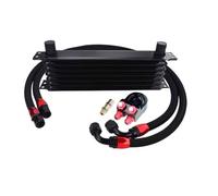 Engine Radiator Universal 7 Rows Oil Cooler Kit + Filter Sandwich Adapter +Stainless Steel Braided Hose AN10 End Fittings Car Oil Cooler Kit(BLACK 7ROWS 6723BK)
