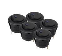 Engine Start Stop Button Car Pushbutton Switch Luminescence Toggle Switches Waterproof 5Pcs/Set 12V ON/OFF LED Light Round Rocker Ignition Barrel(20MM-Blue A)