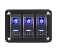 Engine Start Stop Button For Truck RV Boat 2 3 Gang Waterproof Marine Switch Panel 12V With 4.2A Dual Socket LED Digital Voltmeter Ignition Barrel(A)