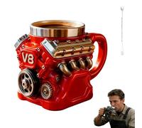Engine-Themed Coffee Mug V6-V12,Ultimate V8 Engine Gift Mug & A Gearhead's Dream Cup for Car Enthusiasts Engines Stainless Steel Coffee Mugs with Handle,for Coffes, Tea (V8 Red 200ml)