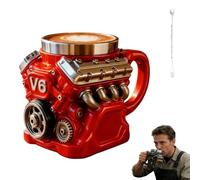 Engine-Themed Coffee Mug V6-V12,Ultimate V8 Engine Gift Mug & A Gearhead's Dream Cup for Car Enthusiasts Engines Stainless Steel Coffee Mugs with Handle,for Coffes, Tea (V6 Red 200ml)