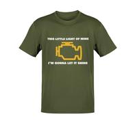 Engine Warning Light, This Little Light of Mine - Car Joke - Funny Graphic Men's T-Shirt - Casual Printed Tee - Great Gift for Dad, Husband or Brother - Green - L