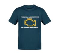 Engine Warning Light, This Little Light of Mine - Car Joke - Funny Graphic Men's T-Shirt - Casual Printed Tee - Great Gift for Dad, Husband or Brother - Blue - L