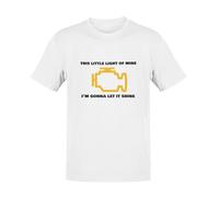Engine Warning Light, This Little Light of Mine - Car Joke - Funny Graphic Men's T-Shirt - Casual Printed Tee - Great Gift for Dad, Husband or Brother - White - 2XL