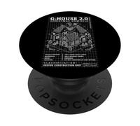 Engineer Christmas Funny Gingerbread House Blueprint Diagram PopSockets Adhesive PopGrip