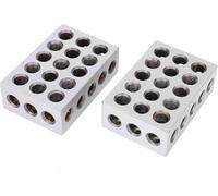 Engineer Ground Hardened Milling Tools, 2PCS Precision Blocks, 1''x 2'' x3'' Blocks Precision 0.0002in Hardened Tools, Engineer Ground Hardened 23 Holes Engineer Blocks, for Machinist Lathe Tools