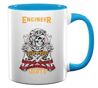 Engineer I Try to Make Things Idiot Proof But They Keep Making Better Idiots Funny Ceramic Tea Coffee Mug Light Blue