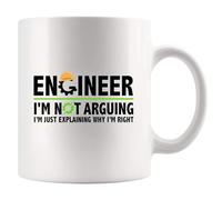 Engineer I'm Not Arguing I'm Just Explaining Why I'm Right Engineer Gifts Boyfriend Husband Student, Daughter, Coworker, Dad Friend, Mom, Wife, Girlfriend, Ceramic Mug, 11 oz, Color