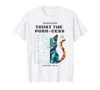 Engineer Mode Trust The Purr-Cess Blueprint Cat T-Shirt