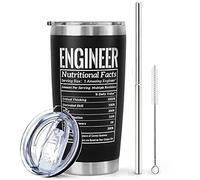 Engineer Tumbler with Lid and Straw- Funny Engineer Gifts for Engineers -Engineer Mug, Cup, Skinny Tumbler - Matte Black Thermal Insulated Tumblers 20 Oz- Nerd Gifts(Nutritional Facts)