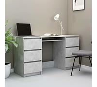 Engineered Wood Desk, Gray Cement h, 140x50x77 cm, Office Cuter Desk, Wortat for Home, Study, Bedroom Fur, Slish and Functal